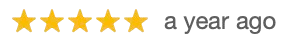 Five gold stars with the text 'a year ago'