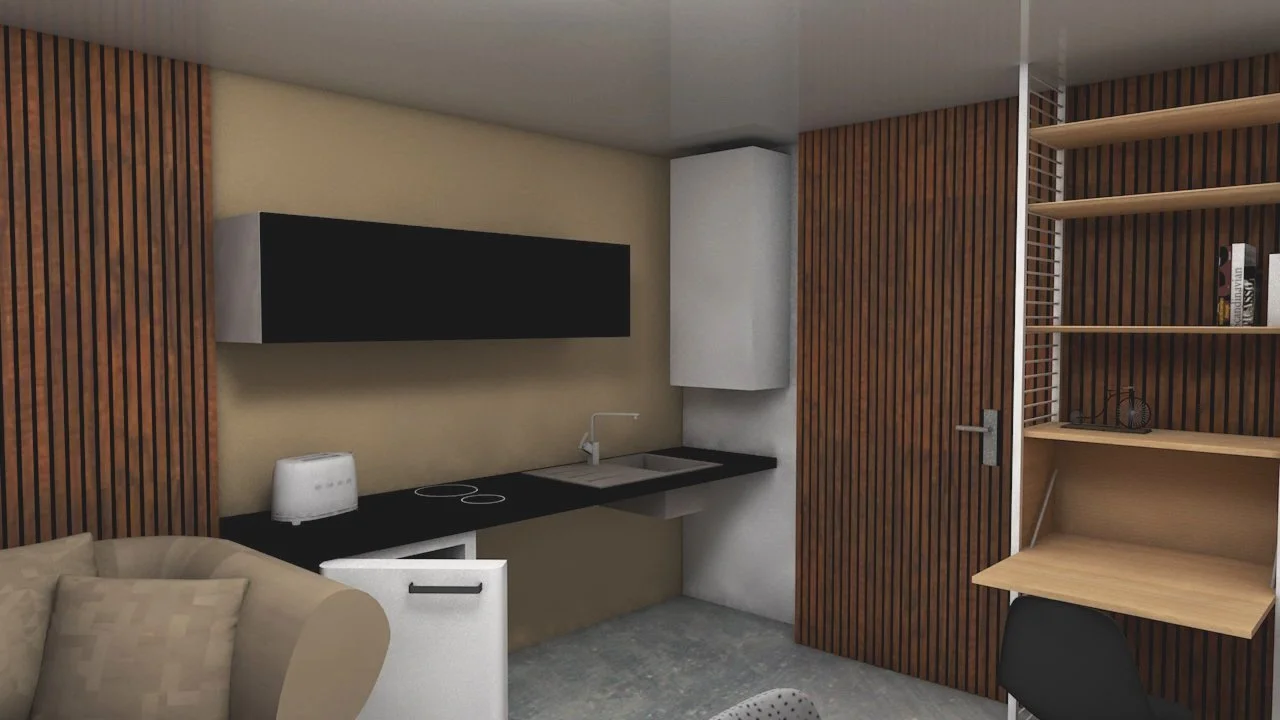 Cuisine ouverte pour Personne à Mobilité Réduite dans un studio - Orange (84)
Objectif : permettre à une personne en fauteuil roulant d'utiliser la cuisine, en optimisant l'espace.