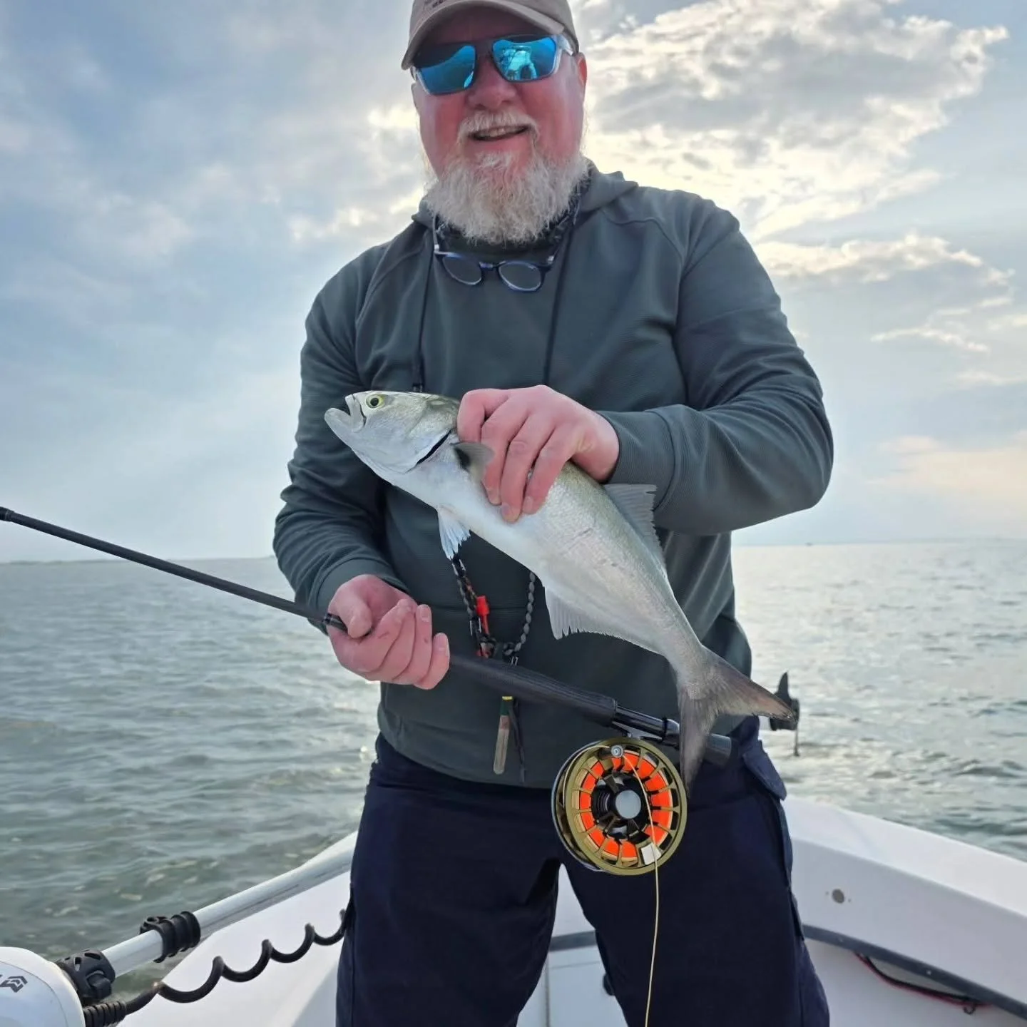 Was blessed to be in the group of four Fredericksburg Project Healing Waters folks for a great day fishing at the Outer Banks, NC. The bluefish were numerous and voracious! White clousers were the ticket. Throwing into a "boil" had these fi