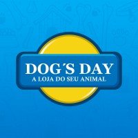 Logo do Dog's Day, loja de produtos para animais de estimação, com fundo azul e texto em destaque.