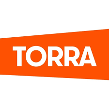 Logo da Torra em fundo laranja com texto branco