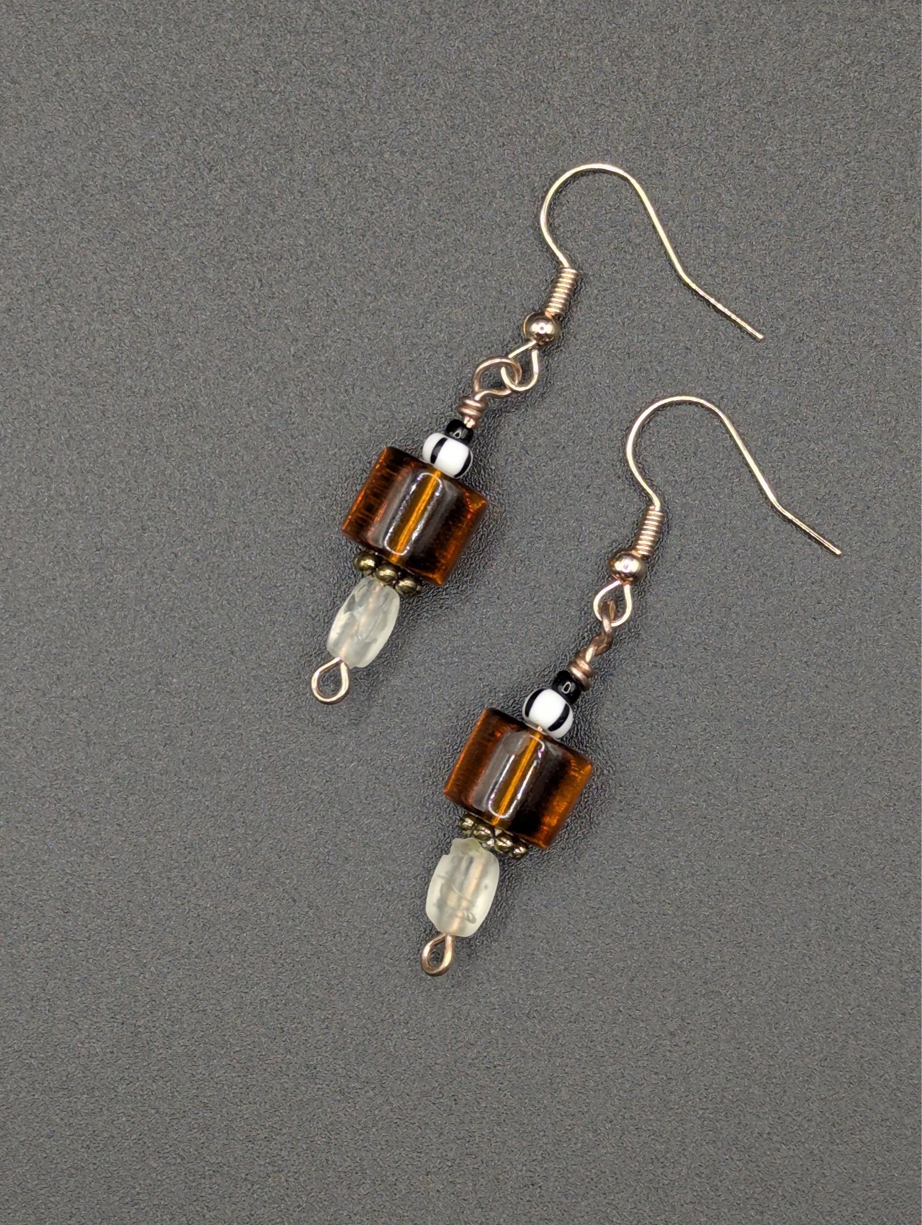 Amber Mushroom Glass Earrings