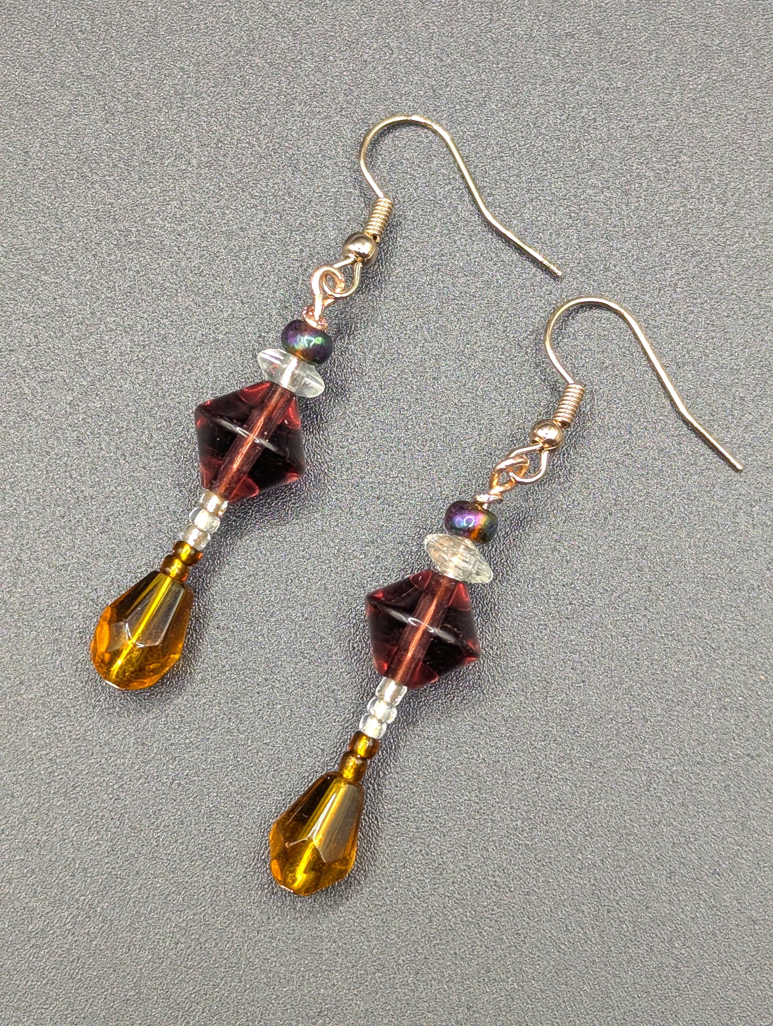 Amber glass drip Earrings