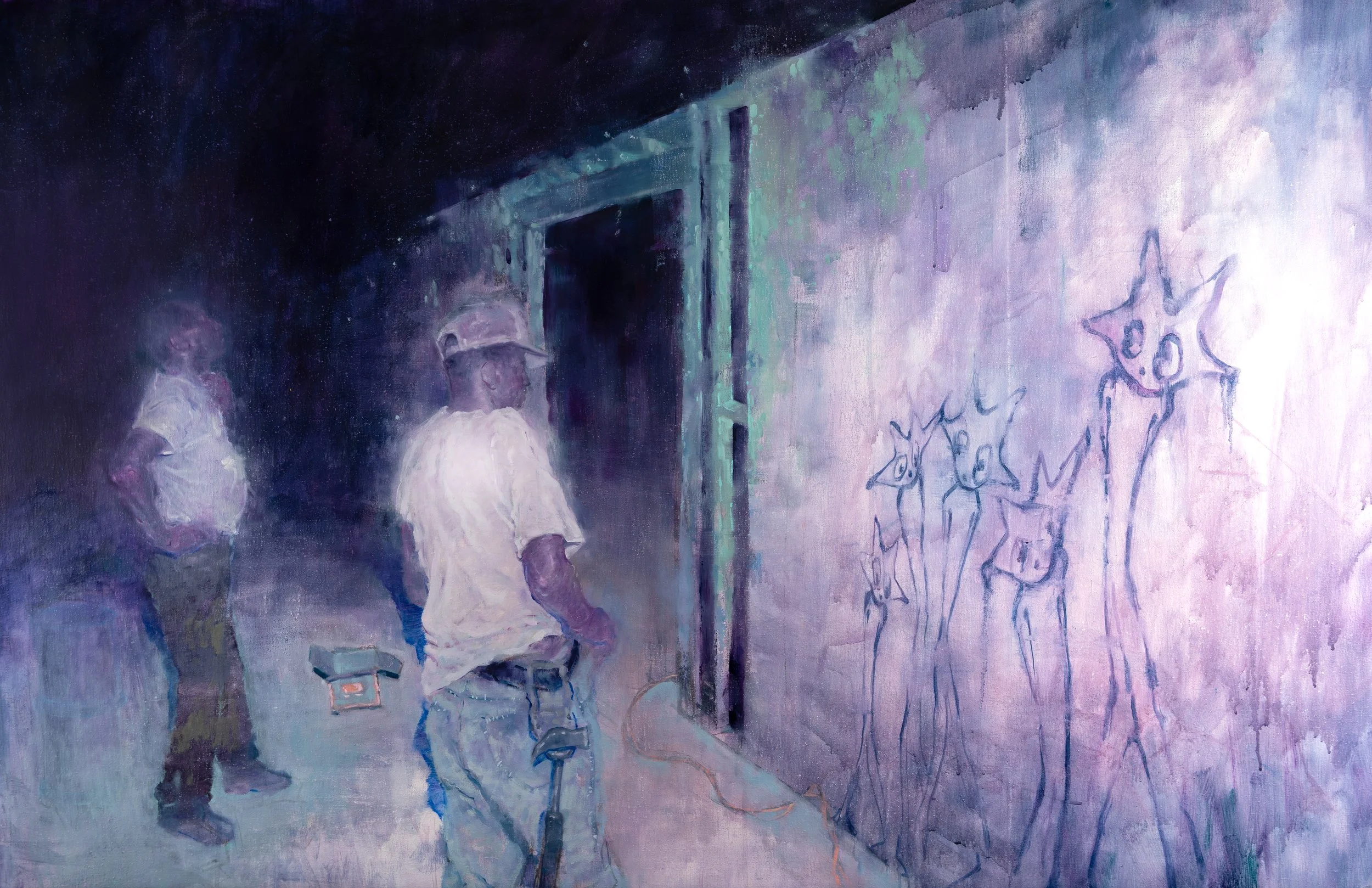 They are here, 2026. Oil on canvas - 140 x 90 cm
