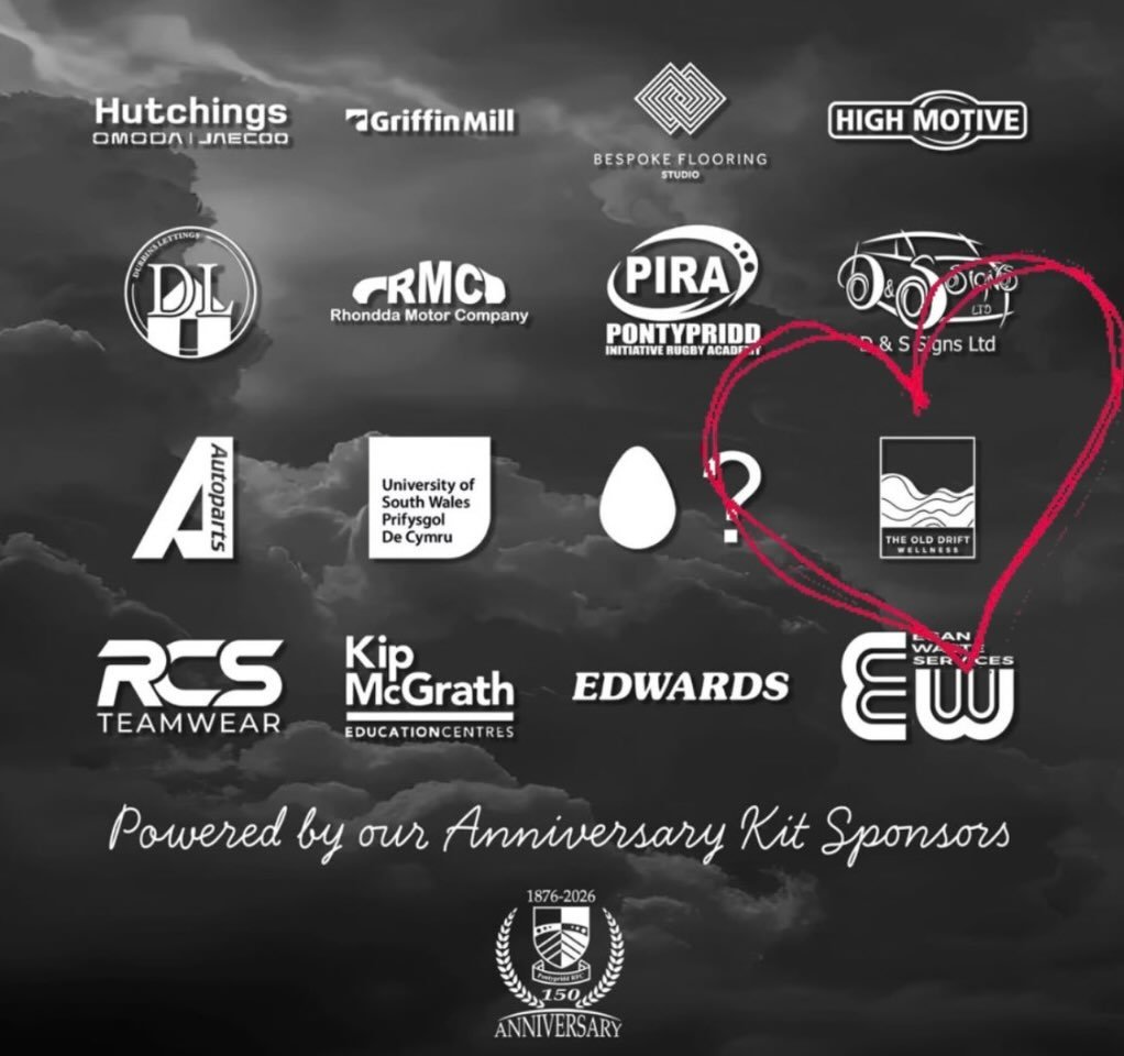@theolddriftwellness are the new proud sponsors of Pontypridd RFC for their 150th anniversary kit! 
We have such strong ties to Pontypridd as we have all grown up there and have always loved watching Ponty rugby from a young age so this is a massive 