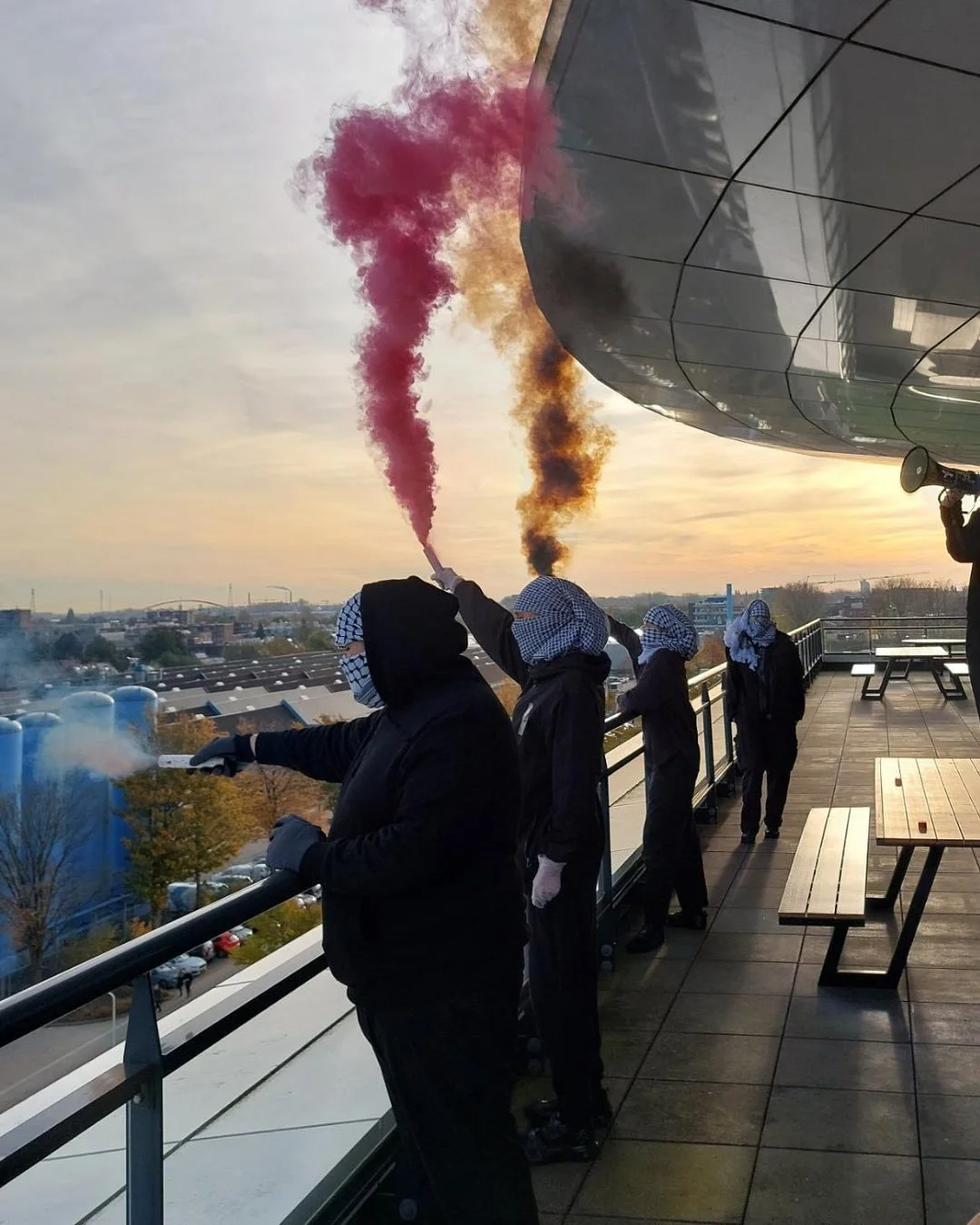 FOKKER OCCUPATION

Today we occupied the headquarters of Fokker to demand that Fokker stop producing F-35 parts, which are being used by Israel to commit war crimes, not only in Gaza, but also in Lebanon, Yemen, Syria, and Iran. The current wave of m