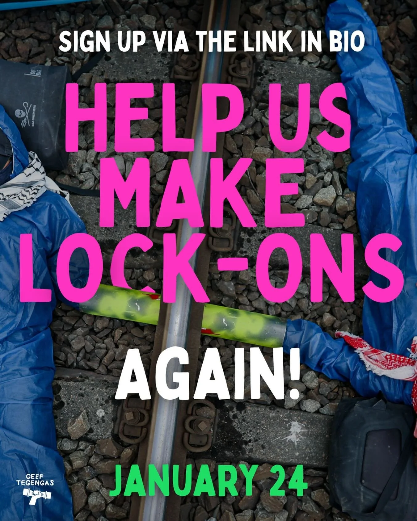 JOIN US IN MAKING LOCK-ONS AGAIN

📆Help us make lock-ons on January 24th from 10:00-16:00!

📍Location will be shared after sign-up

🍲Lunch will be provided&nbsp;

Come hang out with us and help build some important gear for our next action!
