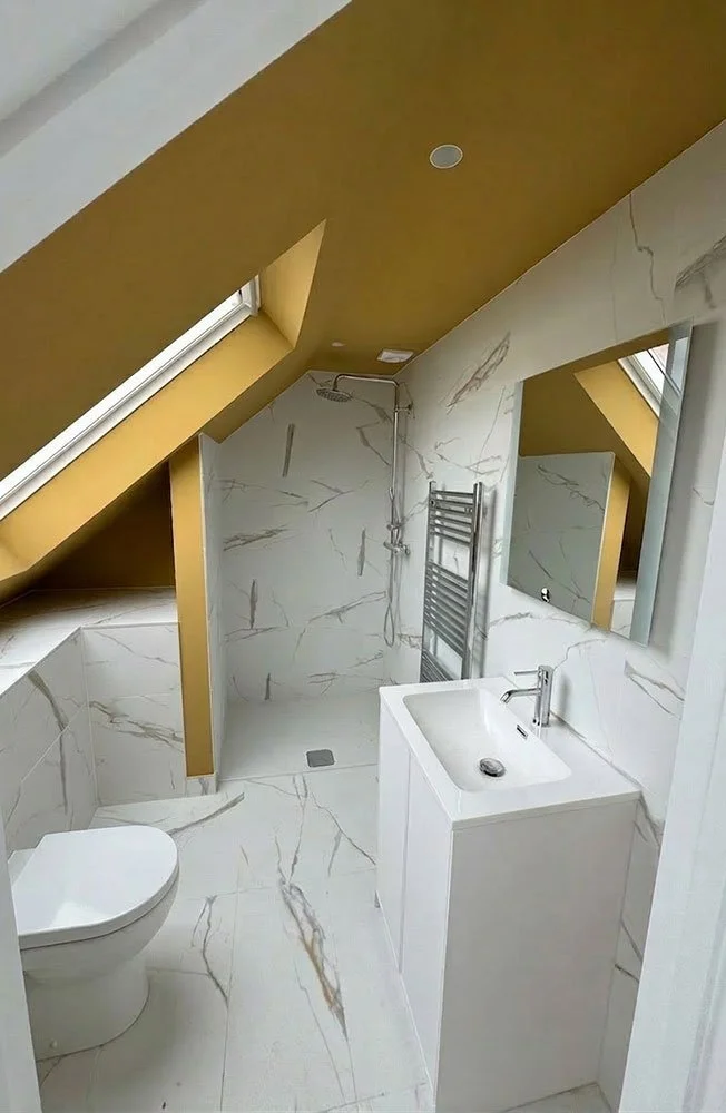Bathroom installation in progress within loft conversion at West Drive