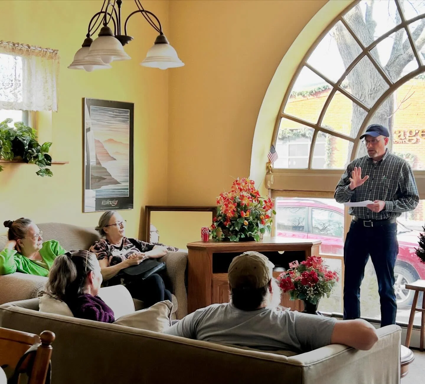 Getting to know our neighbors - updating residents of the Old City Hall apartments on #lakesidebookswaconia  We truly appreciate their patience and enthusiasm as remodeling continues. #communitybookstore #waconiamn