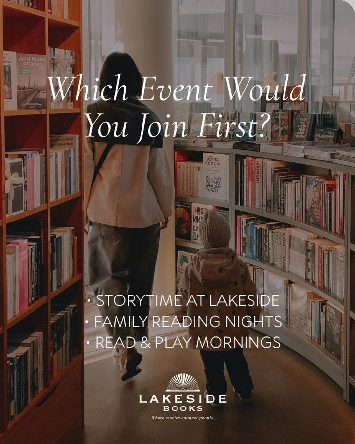Picture this: Bookstore events for the whole family✨

Since Lakeside Books is a community bookstore, we want to know what YOU want. Your ideas, your interests, your favorite ways to connect. This is a space for all of us to gather, learn, and share.
