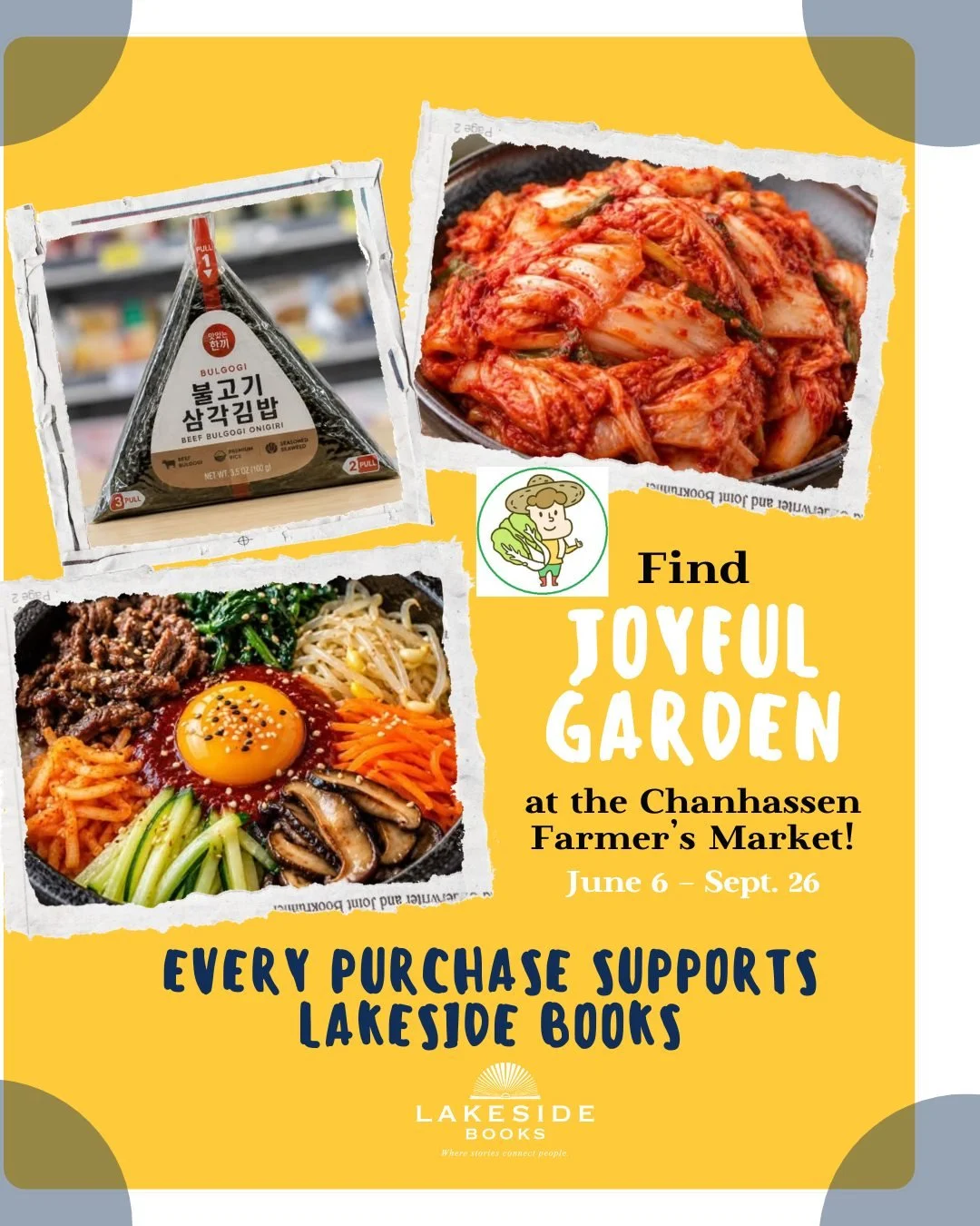 The Chanhassen Farmers Market starts THIS SATURDAY and we&rsquo;re so excited to kick off this community partnership with Joyful Garden!

Starting June 6 through September 26, 10% of all Joyful Garden sales will be donated to Lakeside Books to help s