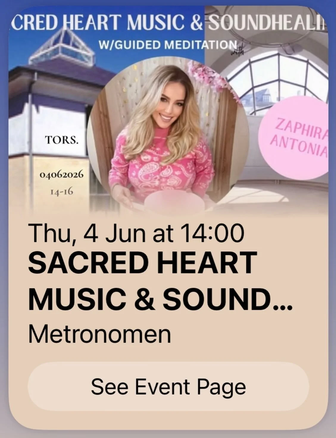 Kom &amp; oplev en healende live koncert &amp; guidet meditations rejse i Metronomen 🌞☀️💛✨🪽🤍
https://www.facebook.com/share/1CSFPLBg5R/?mibextid=wwXIfr