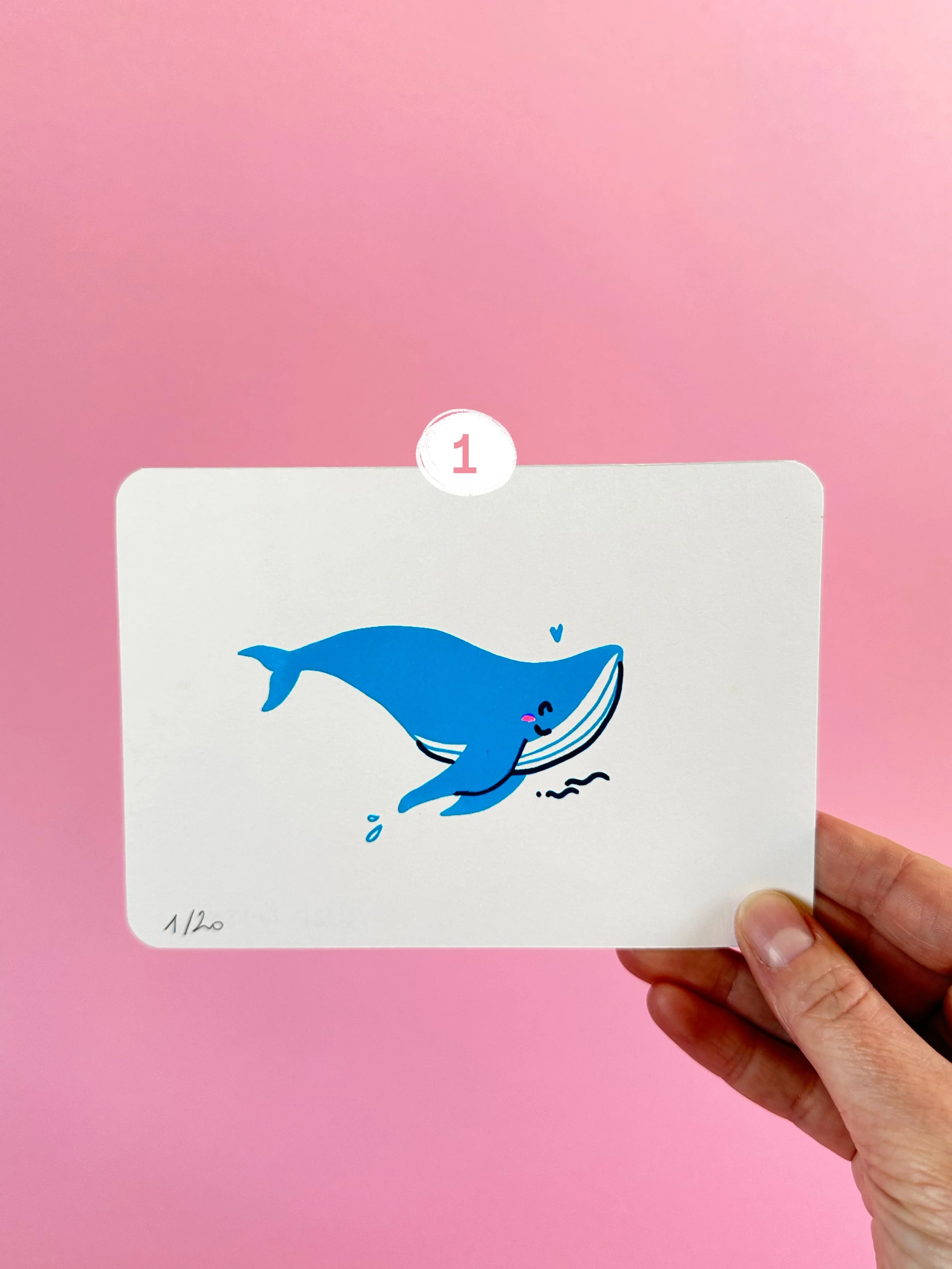 Carte postale A6 - sérigraphie Baleine