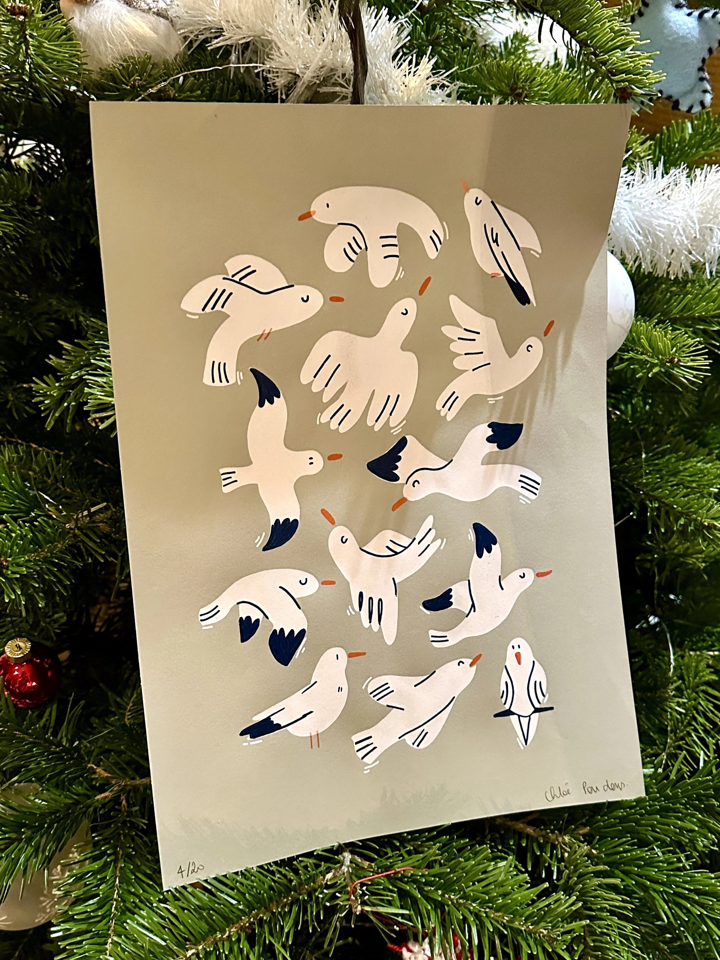 Affiche sérigraphie oiseaux