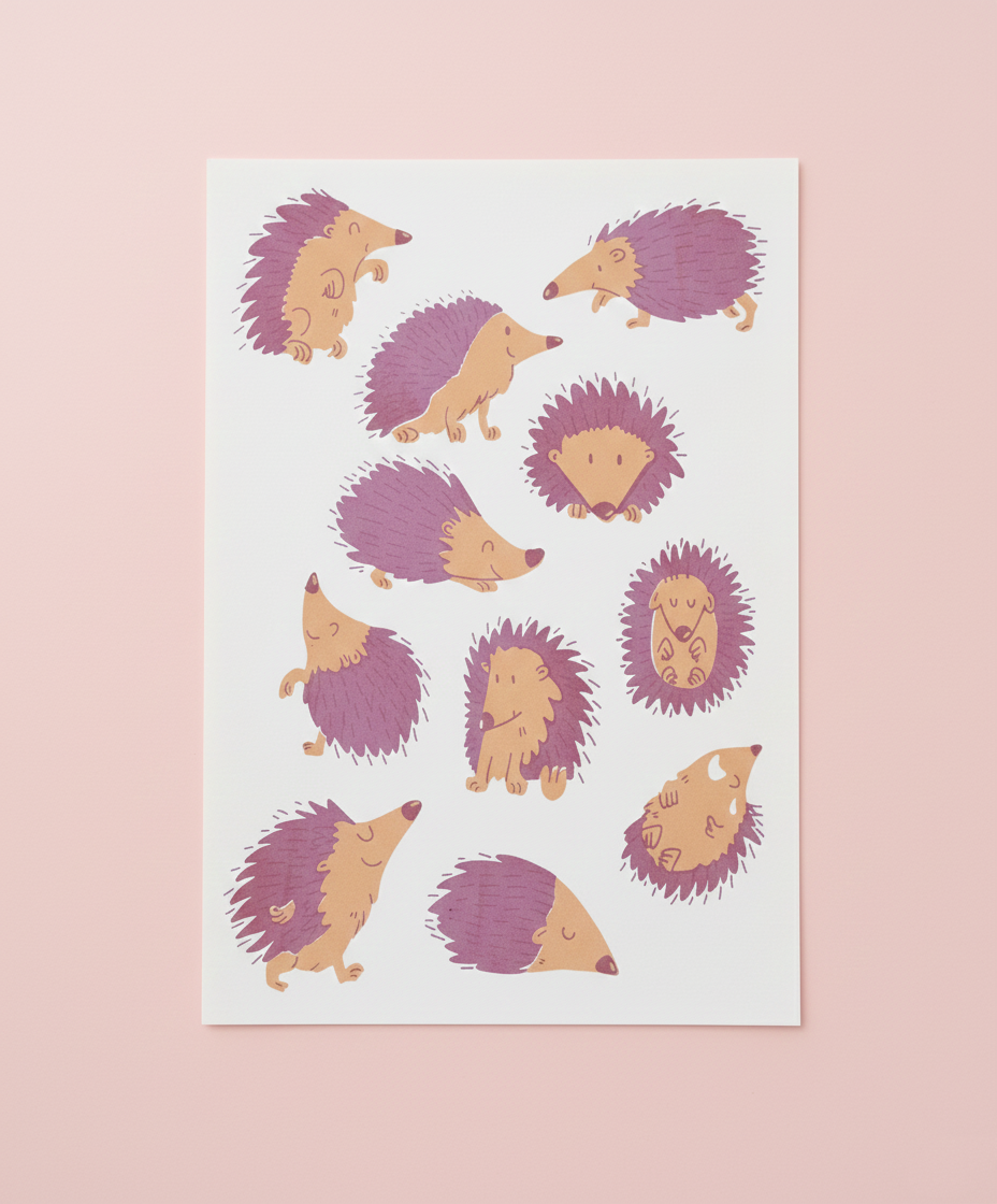 Affiche sérigraphie hérissons