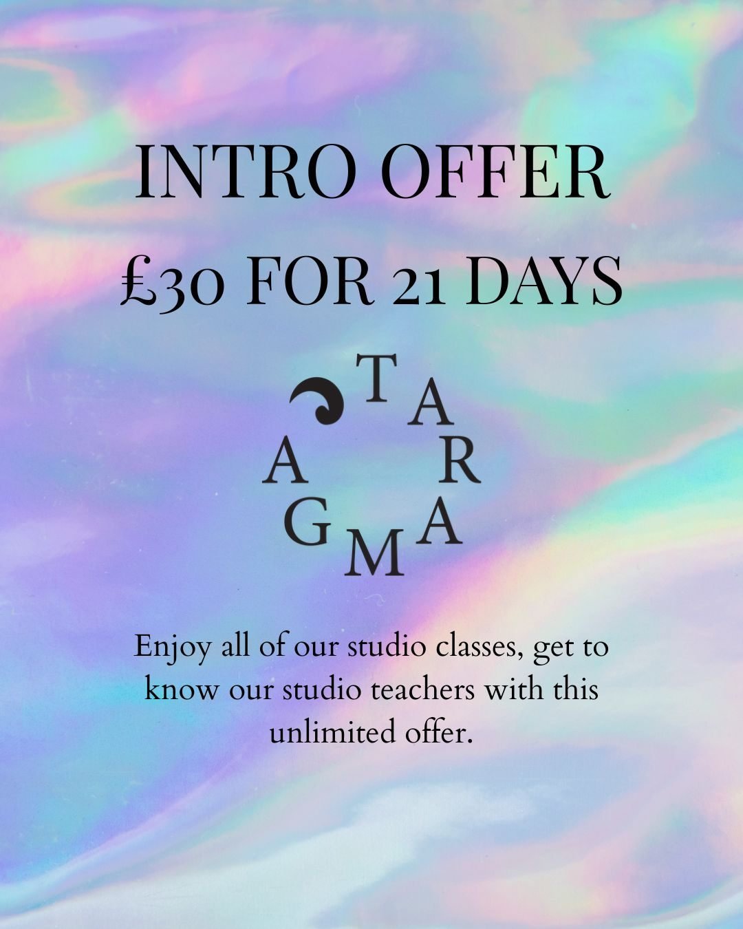 ✨ 21 days for &pound;30,  A gentle way to begin at Taramga ✨

If you&rsquo;ve been looking for a place to move, breathe, and feel supported, this intro offer is for you.

Enjoy unlimited classes for 21 consecutive days and settle into the heart of ou
