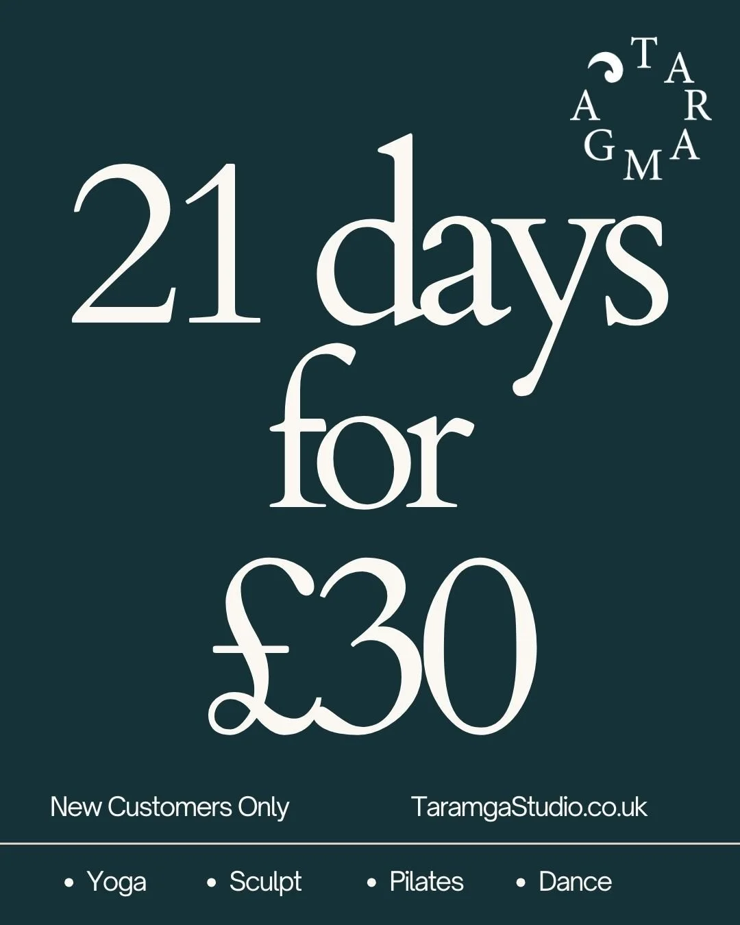 Try 21 days of unlimited classes for just &pound;30.

Ground, Uplift and Reconnect with access to our full timetable including yoga, pilates, dance &amp; sculpt classes in our welcoming E17 studio.

No commitment. Just space to feel better in your bo