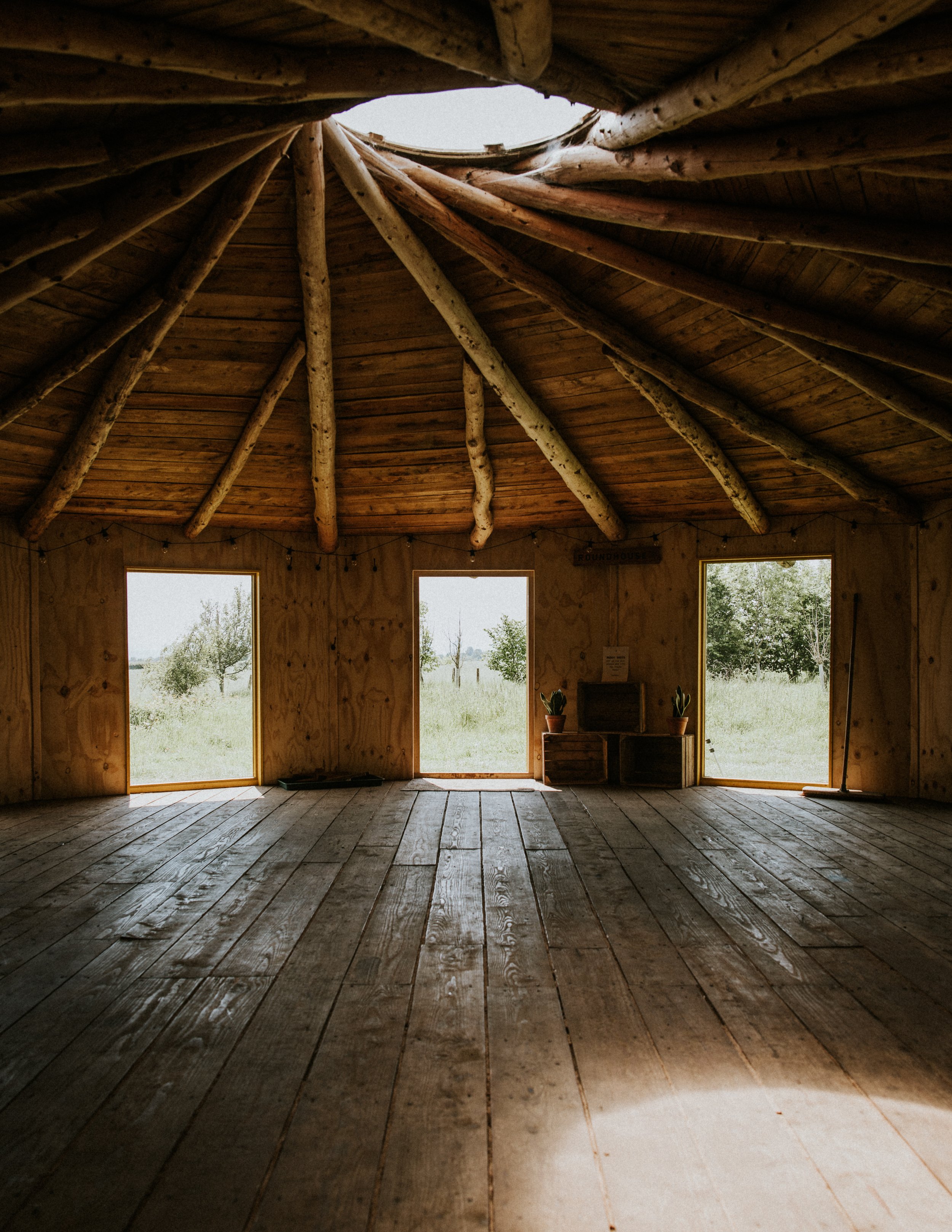 Campwell Farm round yoga studio interior