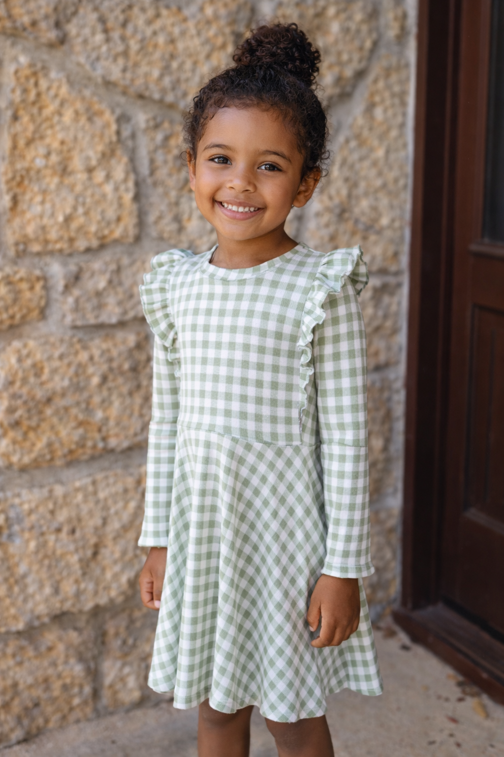 Sage Gingham Dress with Pockets