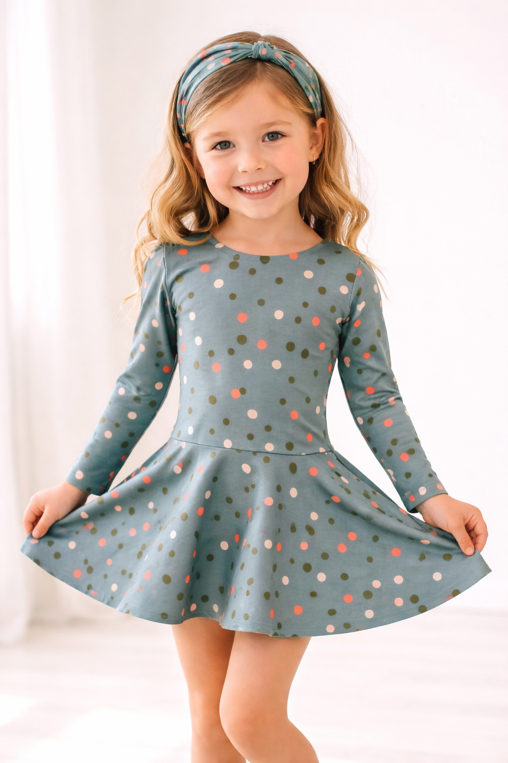 Girls Polka Dot Leotard with Attached Skirt