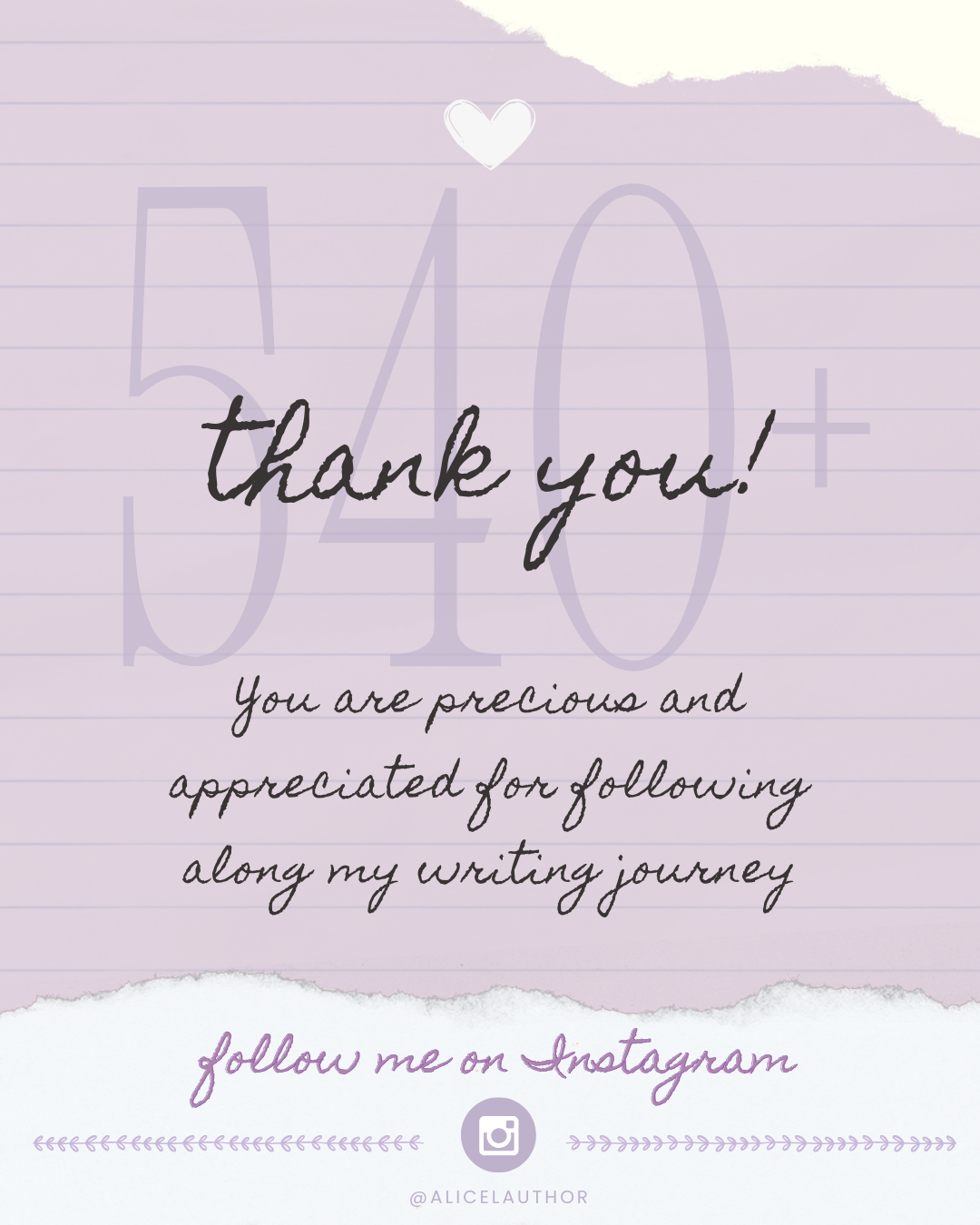 Follow me on Instagram - @alicelauthor
