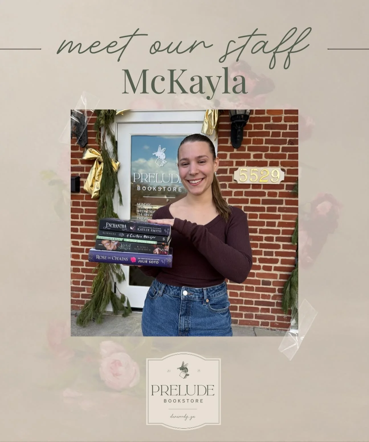 Meet our bookseller McKayla! ✨
When McKayla isn&rsquo;t at Prelude she&rsquo;s spending time with her cats, drawing, and playing video games. 🎮
Stop by the store, ask McKayla about her latest romantasy read, and check out her favorite books from 202