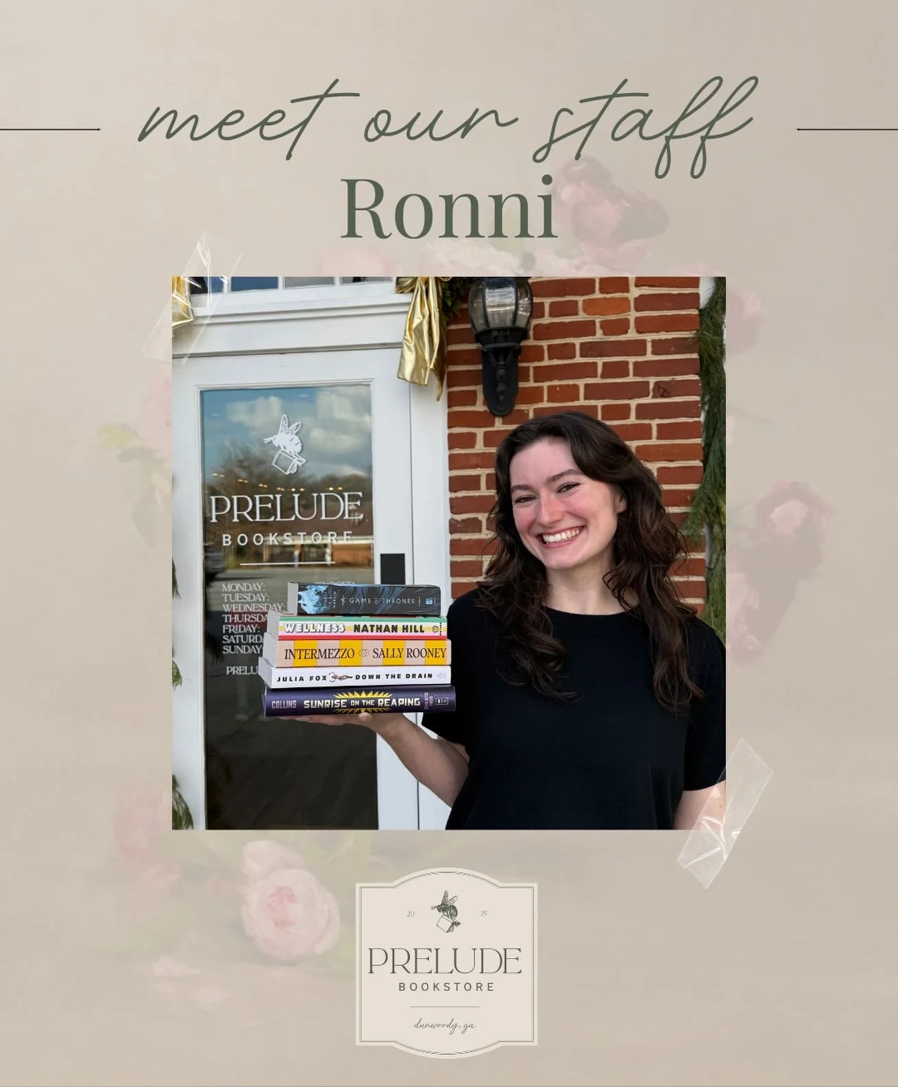 Meet our bookseller Ronni! ✨
When Ronni isn&rsquo;t at Prelude, she&rsquo;s working out, baking, and playing with her two cats. 🍪 
Come chat with Ronni about the latest memoir you&rsquo;ve read and check out her top books of 2025! 📚
1. Wellness by 