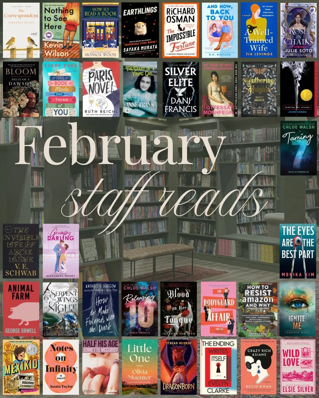 We&rsquo;ve been busy this month!! Take a peek at what our staff has been reading in February. ✨📖 Let us know if we&rsquo;ve read any of your favorites or if there&rsquo;s a book we should add to our March TBR! 📚

#staffreads #preludebookstore #dun