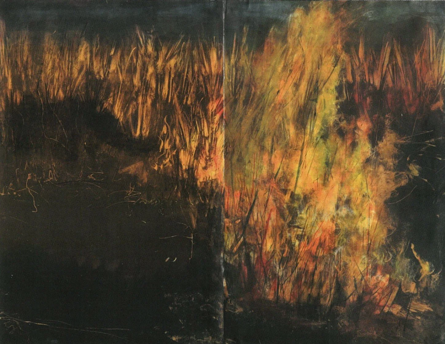 Panel 1 from the Fires of the Truth Commission , 2000, Monotypes,
in the Art Collection of The Constitutional Court