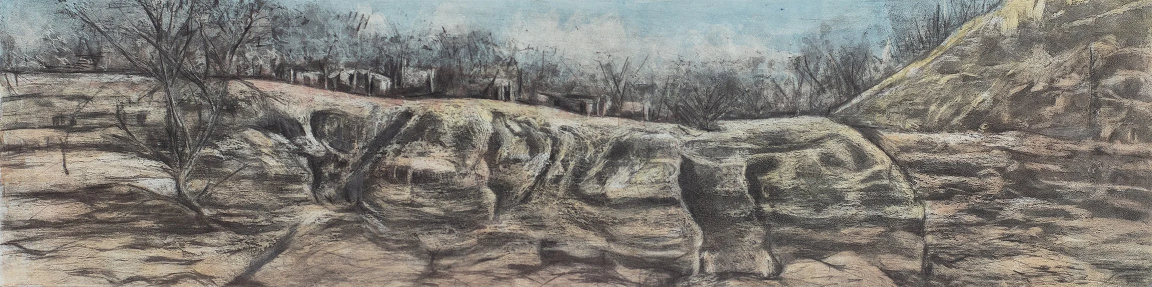 Excavating Ghosts II , 2025, Etching monoprint, variable edition (the edition is in B&W)