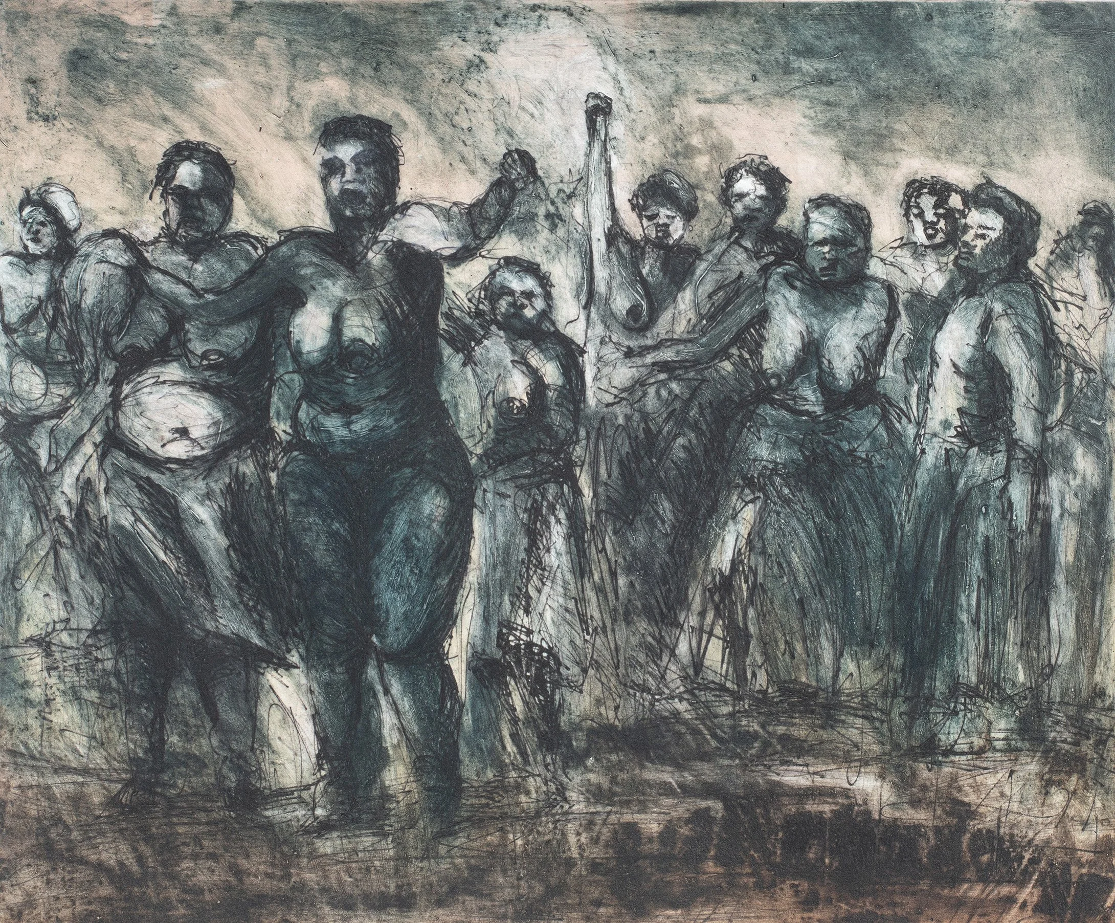 Wathintha ‘Bafazi!’ You Strike a Woman, You Strike a Rock series I
1990, Drypoint and carborundum