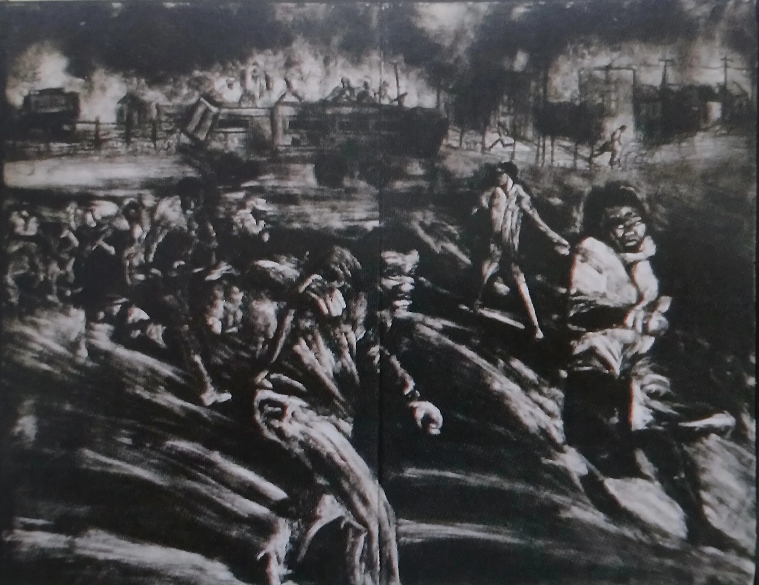 Panels from Alex under siege , 1988, Monotypes (referencing Afrapix photographs)