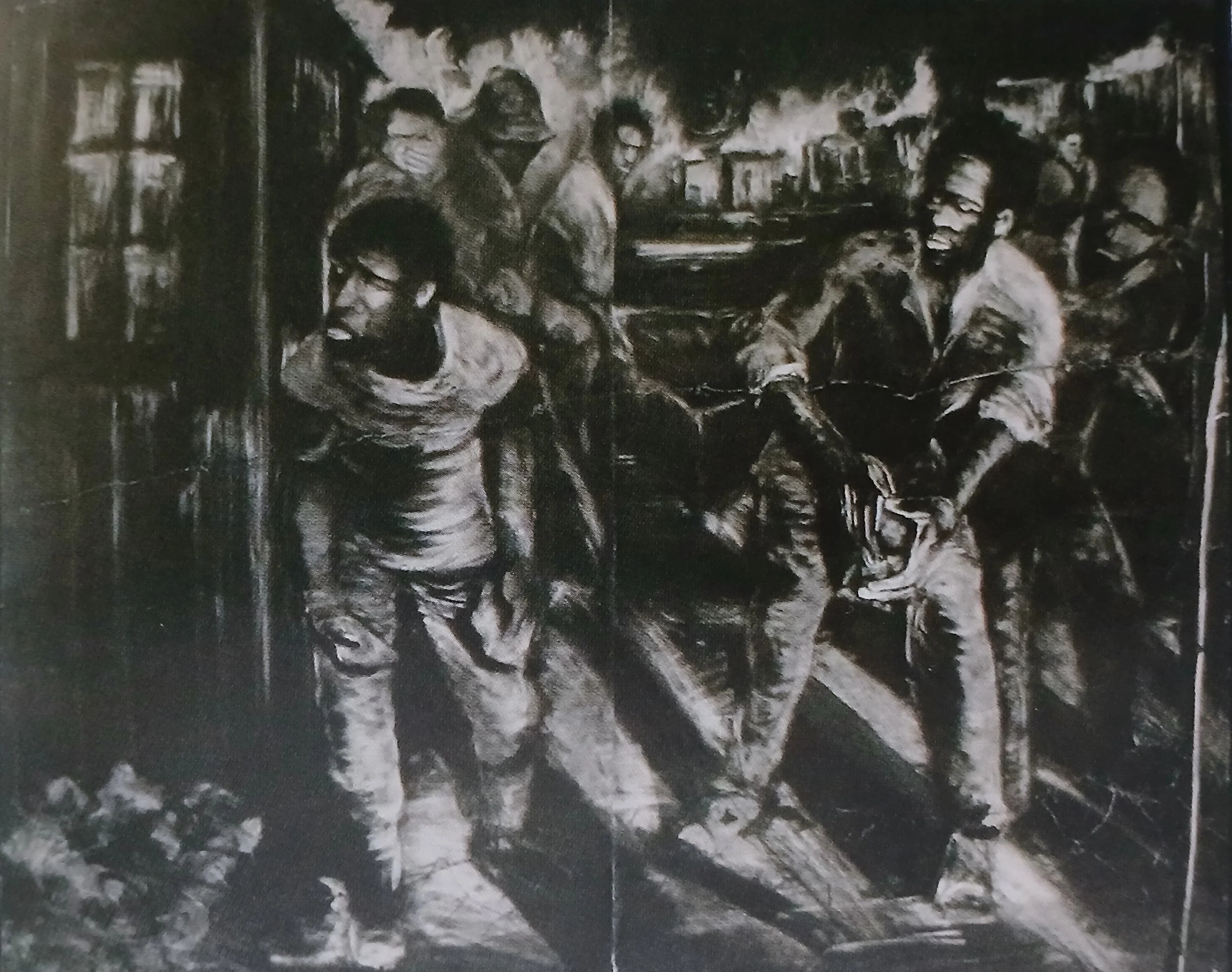 Panels from Alex under siege , 1988, Monotypes (referencing Afrapix photographs)