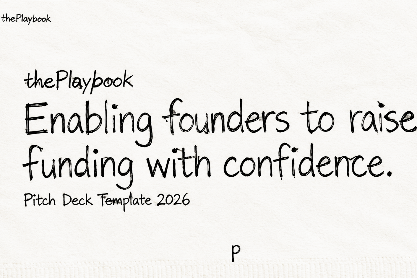 A Pitch Deck template titled 'thePlaybook' with the subtitle 'Enabling founders to raise funding with confidence.'