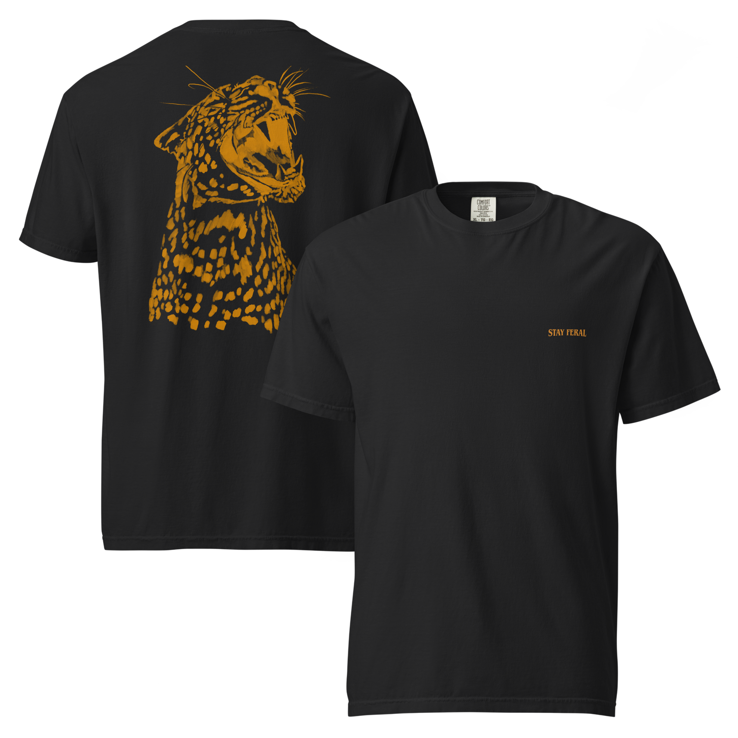 Feral Heavyweight DTG T-Shirt – Roaring Leopard Back 