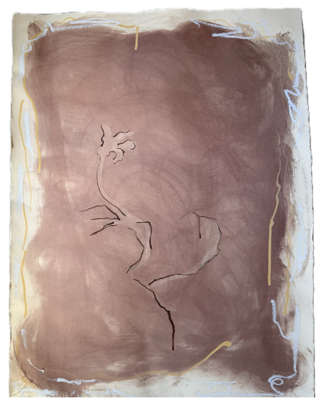 Tulip IV, 22 x 30, photogram, gouache and oil stick on paper