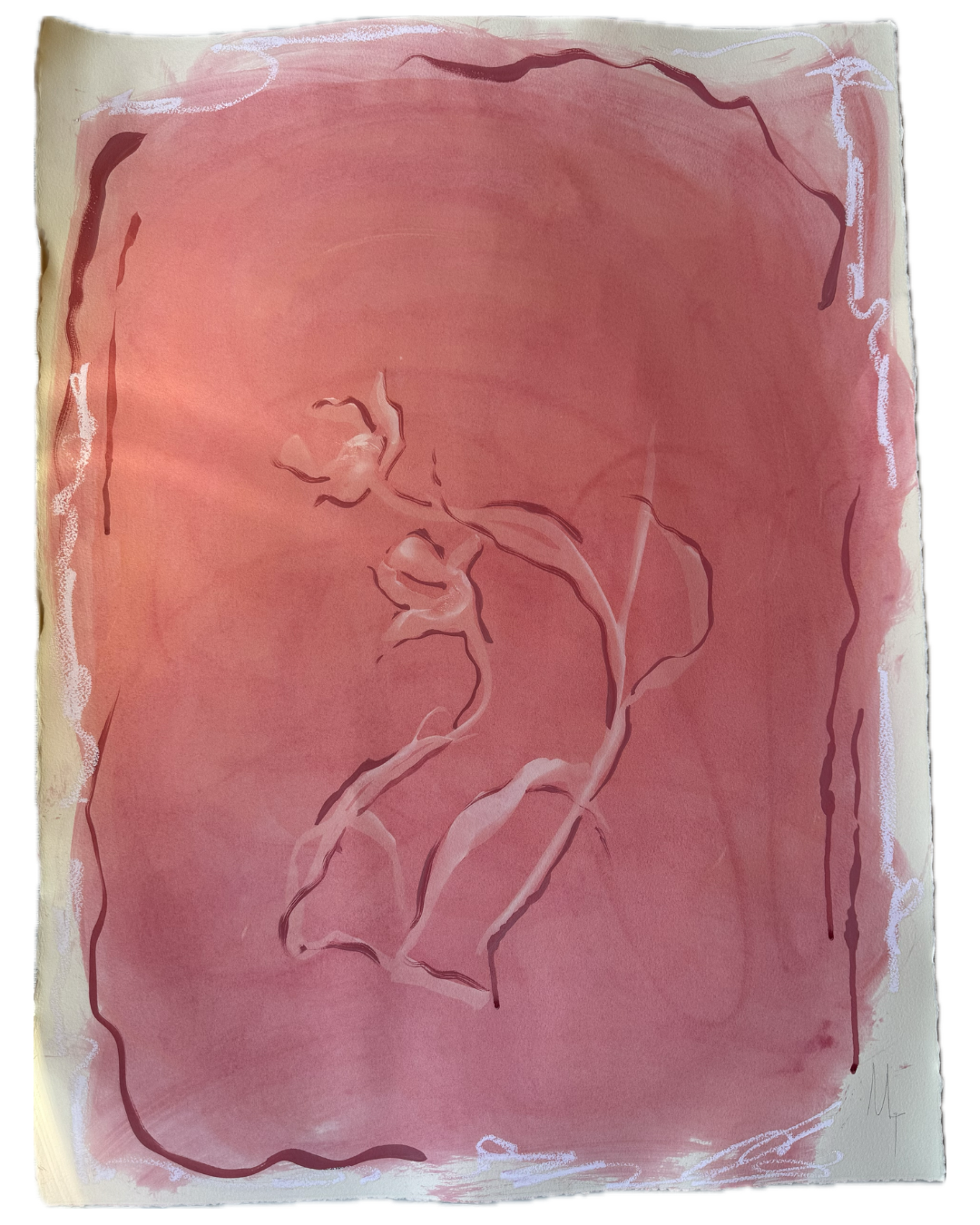 Tulip II, 22 x 30, photogram, gouache and oil stick on paper