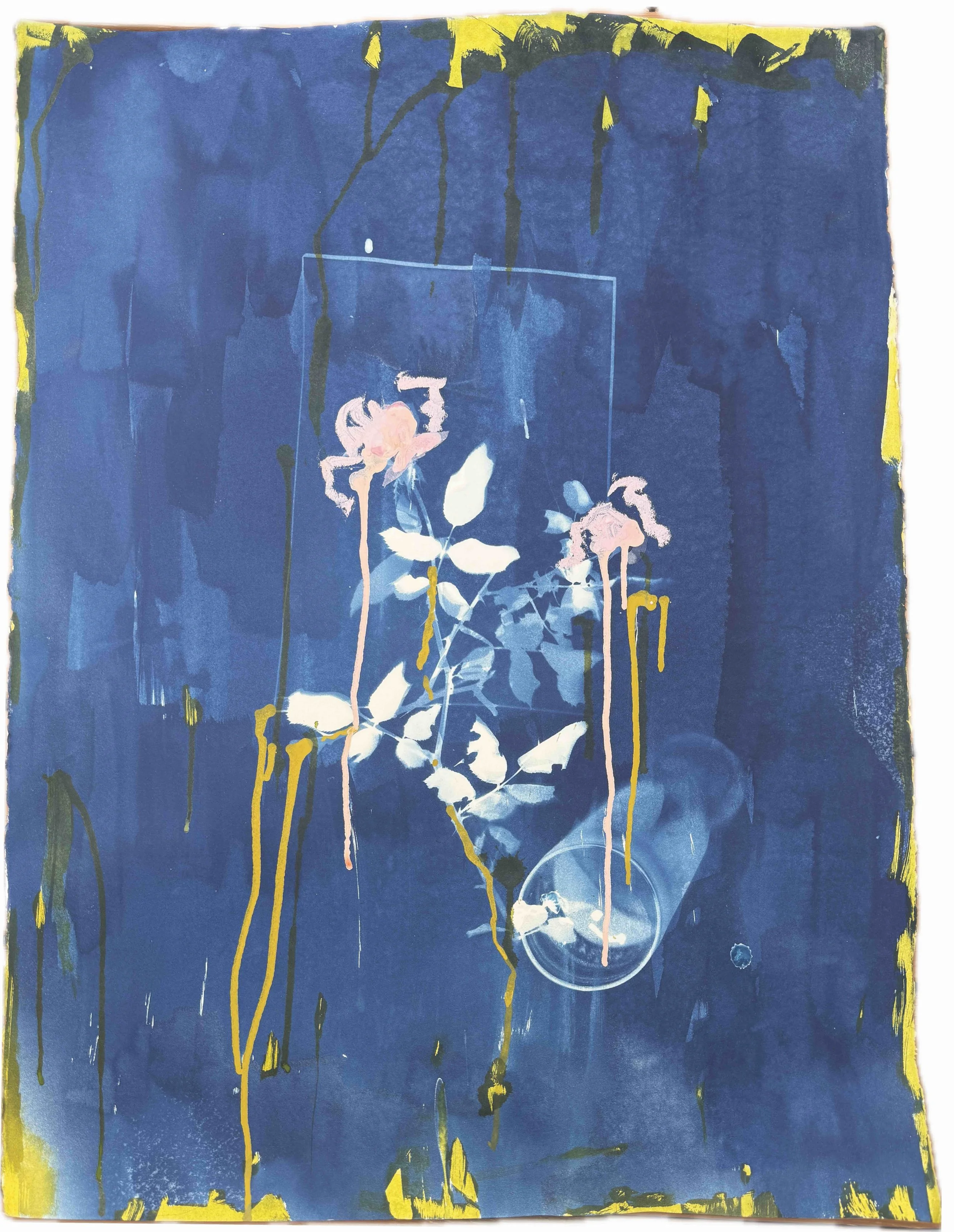 Knockout I, 22 x 30, cyanotype and gouache on paper