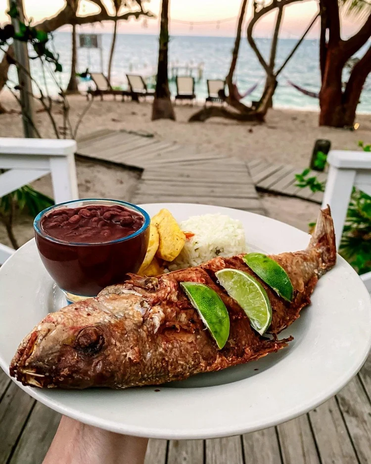 Lunch by the sea at Camp Bay Lodge, Roatan