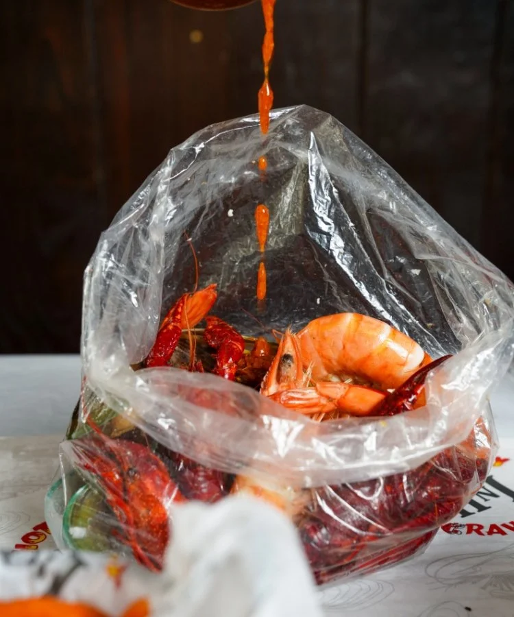 Seafood boil in a bag.
