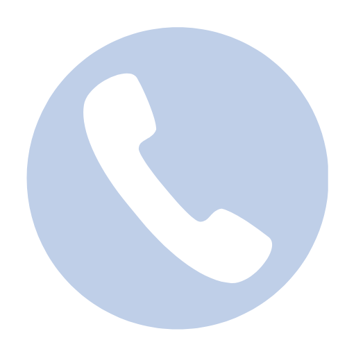 Blue circle with a white telephone handset icon in the center