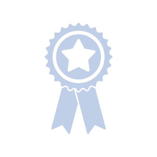 Award ribbon with a star in the center and two hanging ribbons.