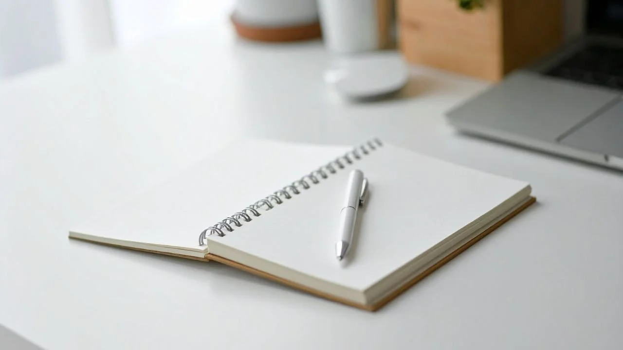 Notebook and pen used to record details of a debt collection threat