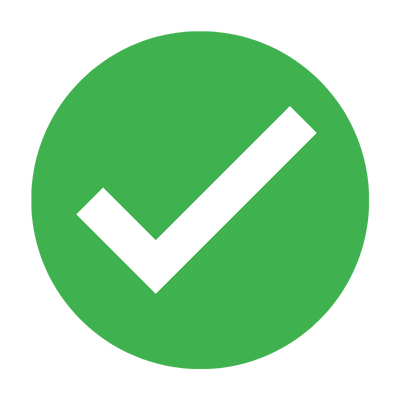 Green circle with a white check mark in the center