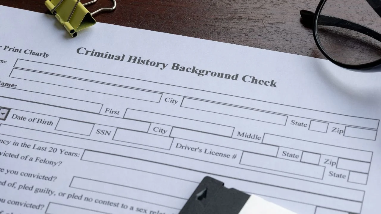 Criminal history background check form showing how wrong information can appear on a background check