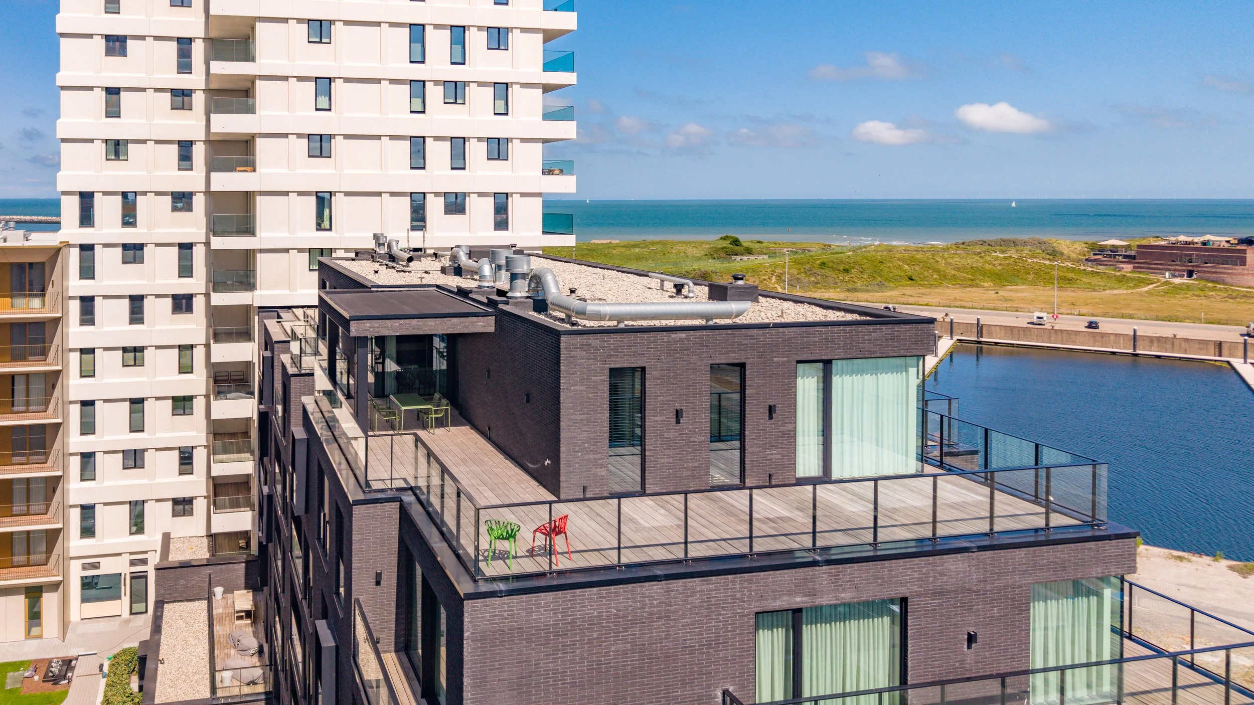 dronefotografie luxe appartement/penthouse Oostende Oosteroever
