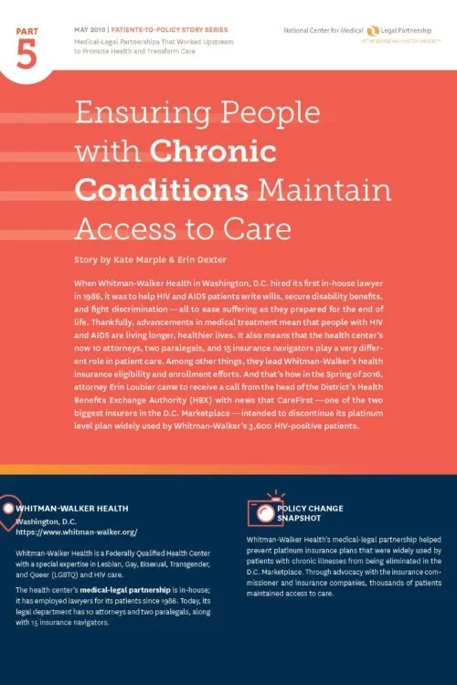 Ensuring People with Chronic Conditions Maintain Access to Care: A Patients-to-Policy Story