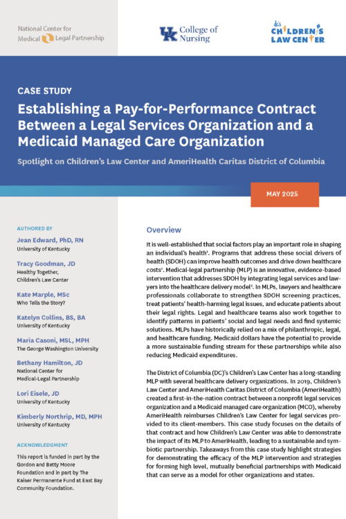 Establishing a Pay-for-Performance Contract Between a Legal Services Organization and a Medicaid Managed Care Organization