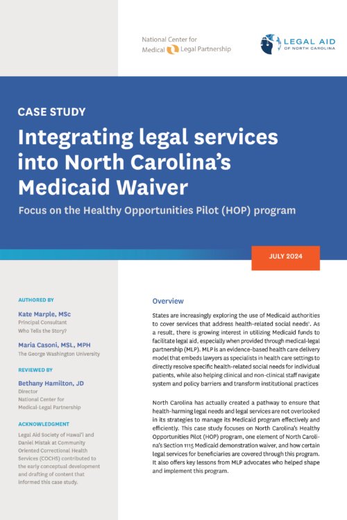 Integrating Legal Services into North Carolina’s Medicaid Waiver