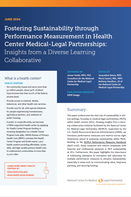 Fostering Sustainability through Performance Measurement in Health Center Medical-Legal Partnerships